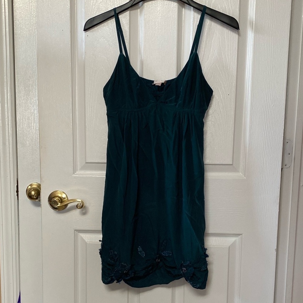 VTG REBECCA TAYLOR Silk Mini Floral Appliqué Dress